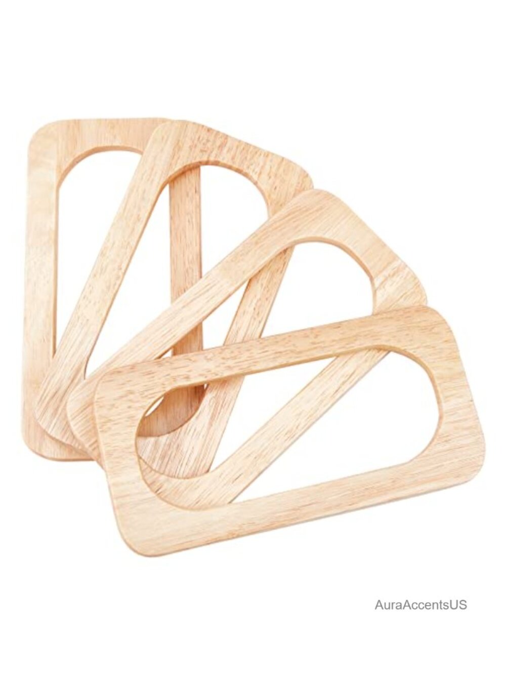 4Pcs Wooden Purse Handles Rectangle DIY Bag Making Replacement